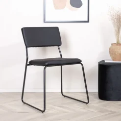 Online Nohr Eetkamerstoel Octavius Lederlook, kleur Zwart