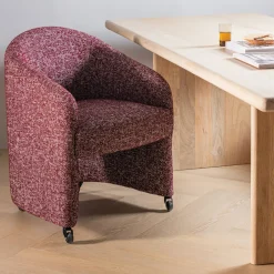 New WOOOD Eetkamerstoel op wielen Cordo Melange stof