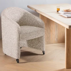 New WOOOD Eetkamerstoel op wielen Cordo Melange stof