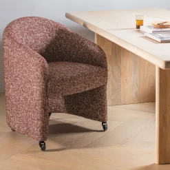 New WOOOD Eetkamerstoel op wielen Cordo Melange stof
