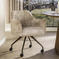 Hot LifestyleFurn Eetkamerstoel op wielen Thandie Alura stof, kleur /Bruin Zand