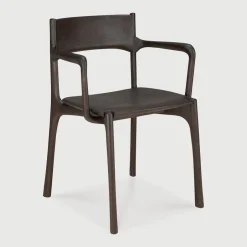 Best Ethnicraft Eetkamerstoel PI Met Armleuning, Gevernist Teakhout, kleur Donkerbruin