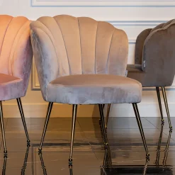 Best Richmond Interiors Eetkamerstoel Pippa Velvet Khaki / Goud