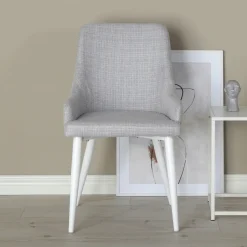 New Nohr Eetkamerstoel Quennel Wit onderstel Lichtgrijs