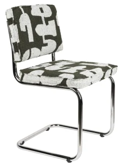 New Zuiver Eetkamerstoel Ridge Deco, Geweven stof, kleur Groen