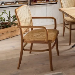 Outlet Artistiq Living Eetkamerstoel Takeshia met armleuning, Teak en rotan