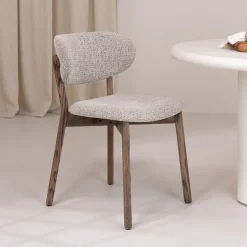 Best WOOOD Eetkamerstoel Udar Geweven stof, kleur Donkerbruin