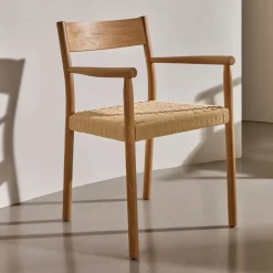 Kave Home Eetkamerstoel Yalia Eikenhout en touw