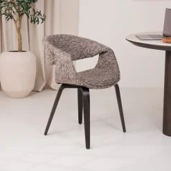 Clearance WOOOD Eetkamerstoel Yossi Bruin houten onderstel, Geweven stof