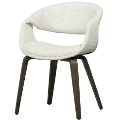 Clearance WOOOD Eetkamerstoel Yossi Bruin houten onderstel, Geweven stof