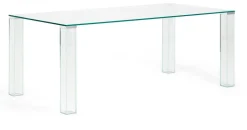 Outlet Kave Home Eettafel Adularia Glas, kleur Transparant