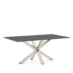 Kave Home Eettafel Argo Glas, 180 x 100cm, kleur Zwart
