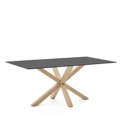 Discount Kave Home Eettafel Argo Glas, 180 x 100cm, kleur /Naturel Zwart