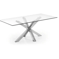 New Kave Home Eettafel Argo kleur Chroom/Glas