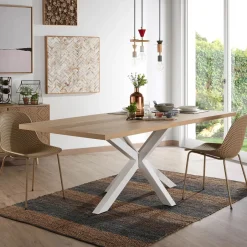 New Kave Home Eettafel Argo kleur Wit/Eiken Naturel