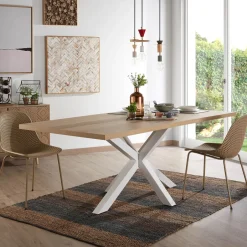 New Kave Home Eettafel Argo kleur Wit/Eiken Naturel
