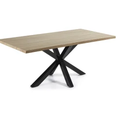 New Kave Home Eettafel Argo kleur Zwart/Eiken Naturel