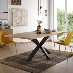 New Kave Home Eettafel Argo kleur Zwart/Eiken Naturel