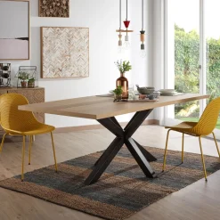 New Kave Home Eettafel Argo kleur Zwart/Eiken Naturel