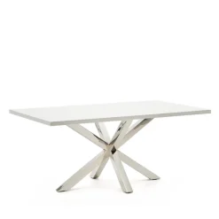 Outlet Kave Home Eettafel Argo Melamine, 180 x 100cm, kleur Wit