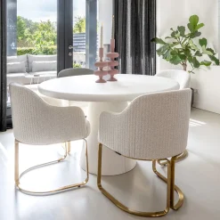 Sale Richmond Interiors Eettafel Bloomstone 130cm, kleur Wit