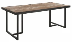 Online DTP Home Eettafel Criss Cross Visgraat, Hout en staal Naturel
