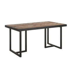 Online DTP Home Eettafel Criss Cross Visgraat, Hout en staal Naturel