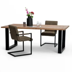 Eleonora Eettafel Felix Mangohout met staal, kleur Naturel