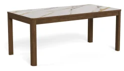 Discount Bendt Eettafel Jawana Marmerlook en eikenfineer, 180 x 90cm Beige