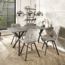 Best LifestyleFurn Eettafel Lakia Betonlook 3D betonlook grijs