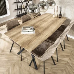 Discount LifestyleFurn Eettafel Lakia 3D-eikenlook, kleur naturel