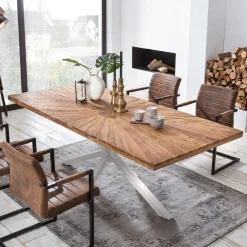 Hot Artistiq Living Eettafel Latonja Teakhout, kleur Zilver