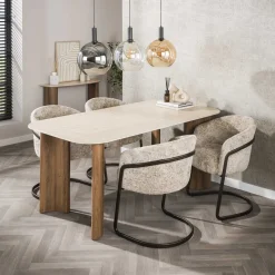 Outlet LifestyleFurn Eettafel Laycie Keramiek in Travertin-look, 180 x 90cm