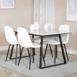 Outlet Nohr Eettafel Lenton Marmer, 140 x 90cm, kleur Wit