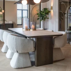 Hot Richmond Interiors Eettafel Nando Travertin en eiken Bruin