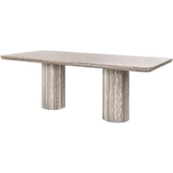 Online Richmond Interiors Eettafel Nebula Marmer en travertinlook, 225 x 100cm Grijs