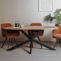 Sale Tower Living Eettafel Silvi Deens ovaal, Mangohout, kleur Naturel