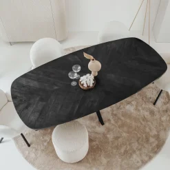 New Tower Living Eettafel Silvi Deens ovaal, Mangohout, kleur Zwart