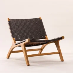 Clearance Nohr Fauteuil Calogero Teakhout en Lederlook