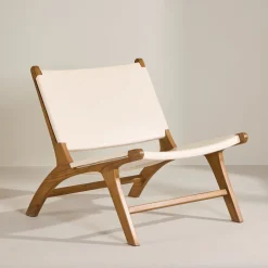 Clearance Nohr Fauteuil Calogero Teakhout en Lederlook