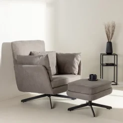 Best Nohr Fauteuil Crystie Met voetenbank, Bouclé, kleur Grijs