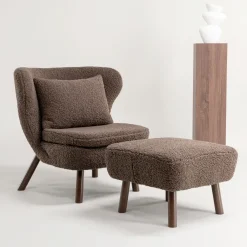 Nohr Fauteuil Demone Met voetenbank, Teddy, kleur Bruin