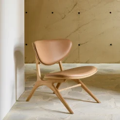 Online Ethnicraft Fauteuil Eye Gevernist Eikenhout en leder, kleur Naturel