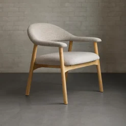 New Bendt Fauteuil Gerado Eikenhout en Bouclé, kleur Beige