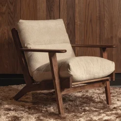 Hot WOOOD Fauteuil Houston Bouclé / Acaciahout, kleur Naturel