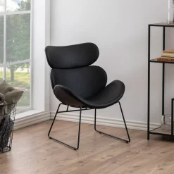 Outlet Bendt Fauteuil Ida zwart onderstel, PU zwart Zwart PU
