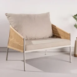 Nohr Fauteuil Lynden Linnenlook en touw, kleur Beige