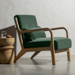 Hot WOOOD Fauteuil Mark Velvet Groen