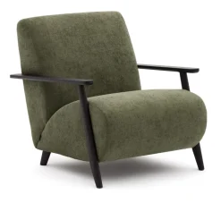 Kave Home Fauteuil Meghan Chenille, kleur /Wengé Groen