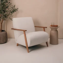 Online Kave Home Fauteuil Meghan Chenille / Walnoot